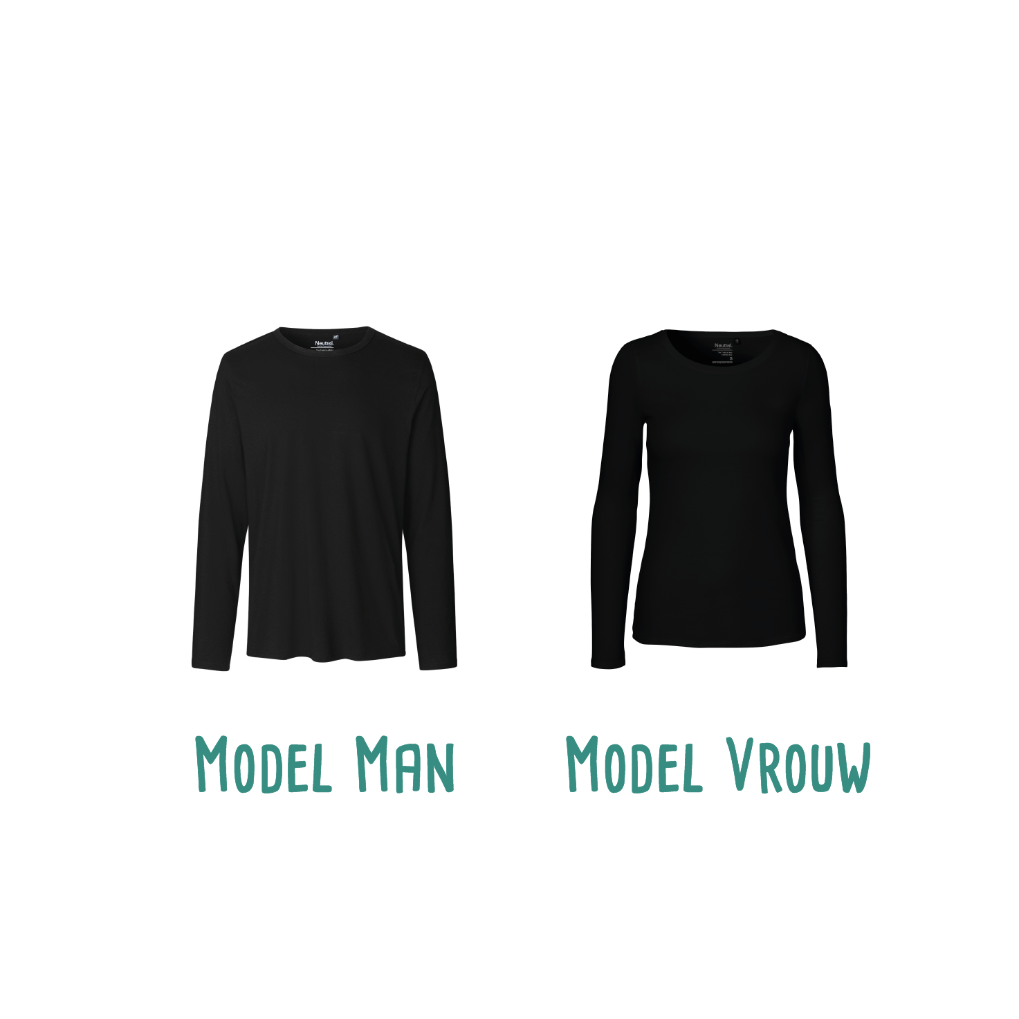 Difference between male or female fit of adult shirts with long sleeves by KMLeon.
