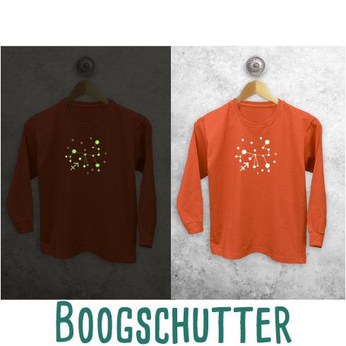 Sterrenbeeld glow in the dark kind shirt met lange mouwen