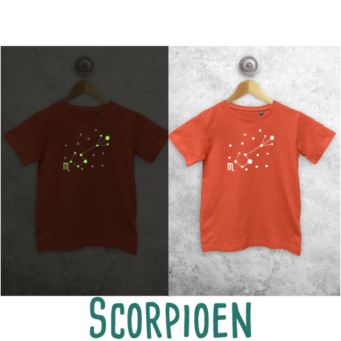 Sterrenbeeld glow in the dark kind shirt met korte mouwen