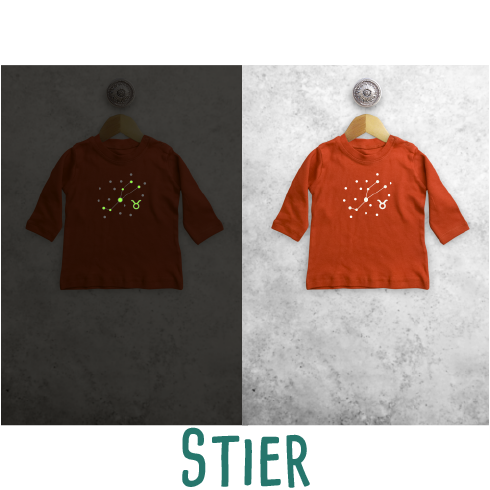 Sterrenbeeld glow in the dark baby shirt met lange mouwen