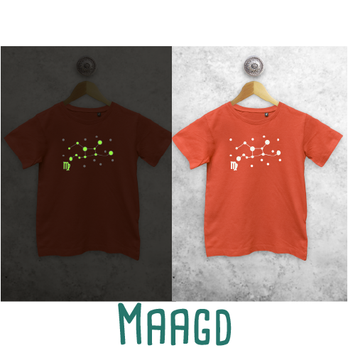 Sterrenbeeld glow in the dark kind shirt met korte mouwen