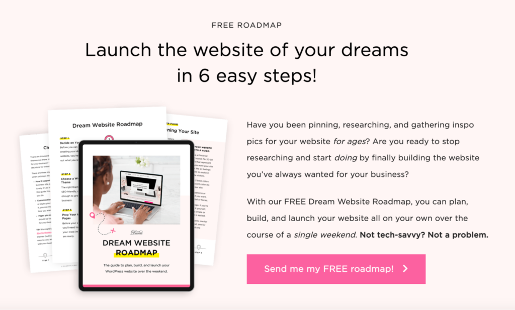 Bluchic lead magnet landing page