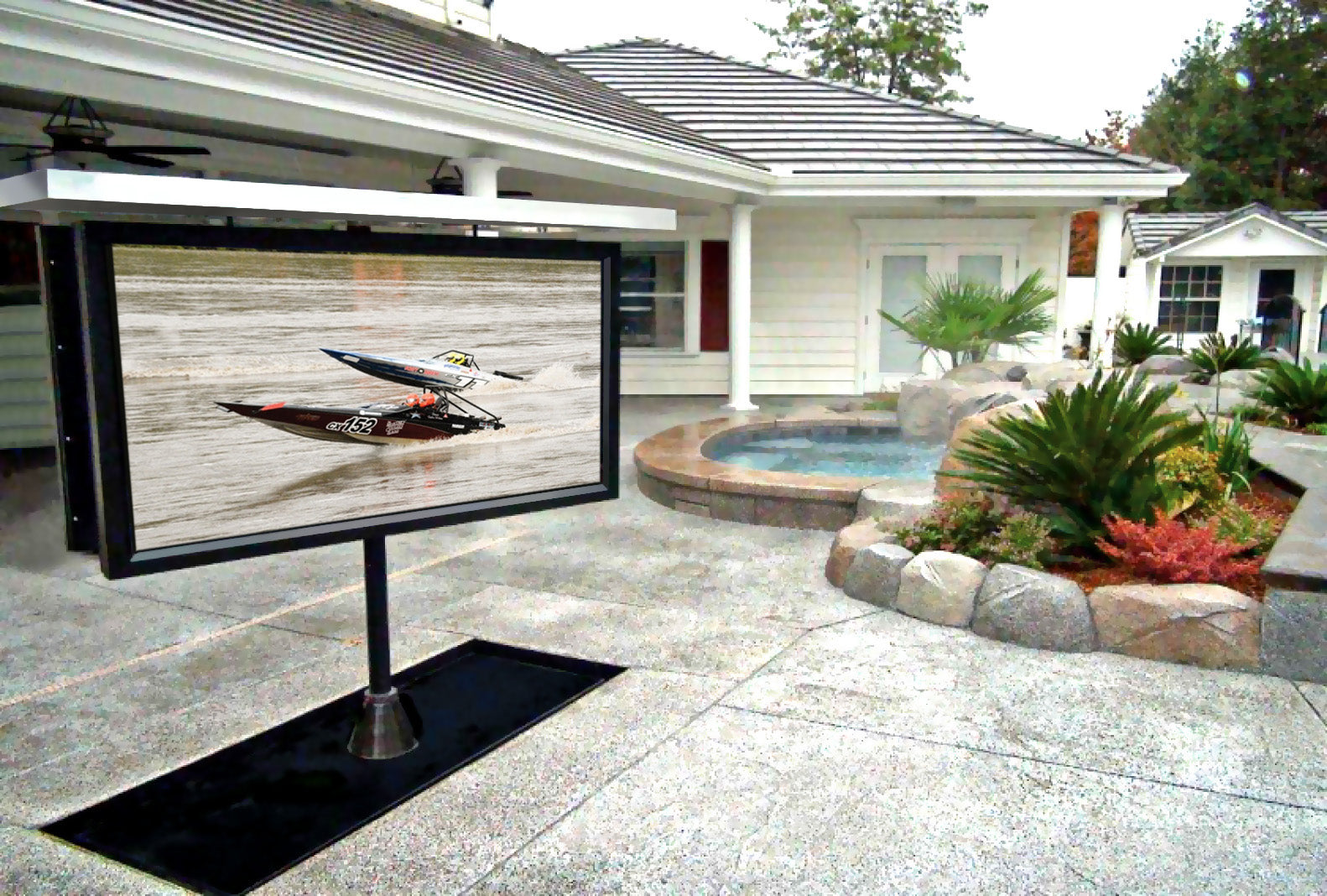 Outdoor Tv Lifts Motorized Retractable Tvs For Decks And Patios Auton