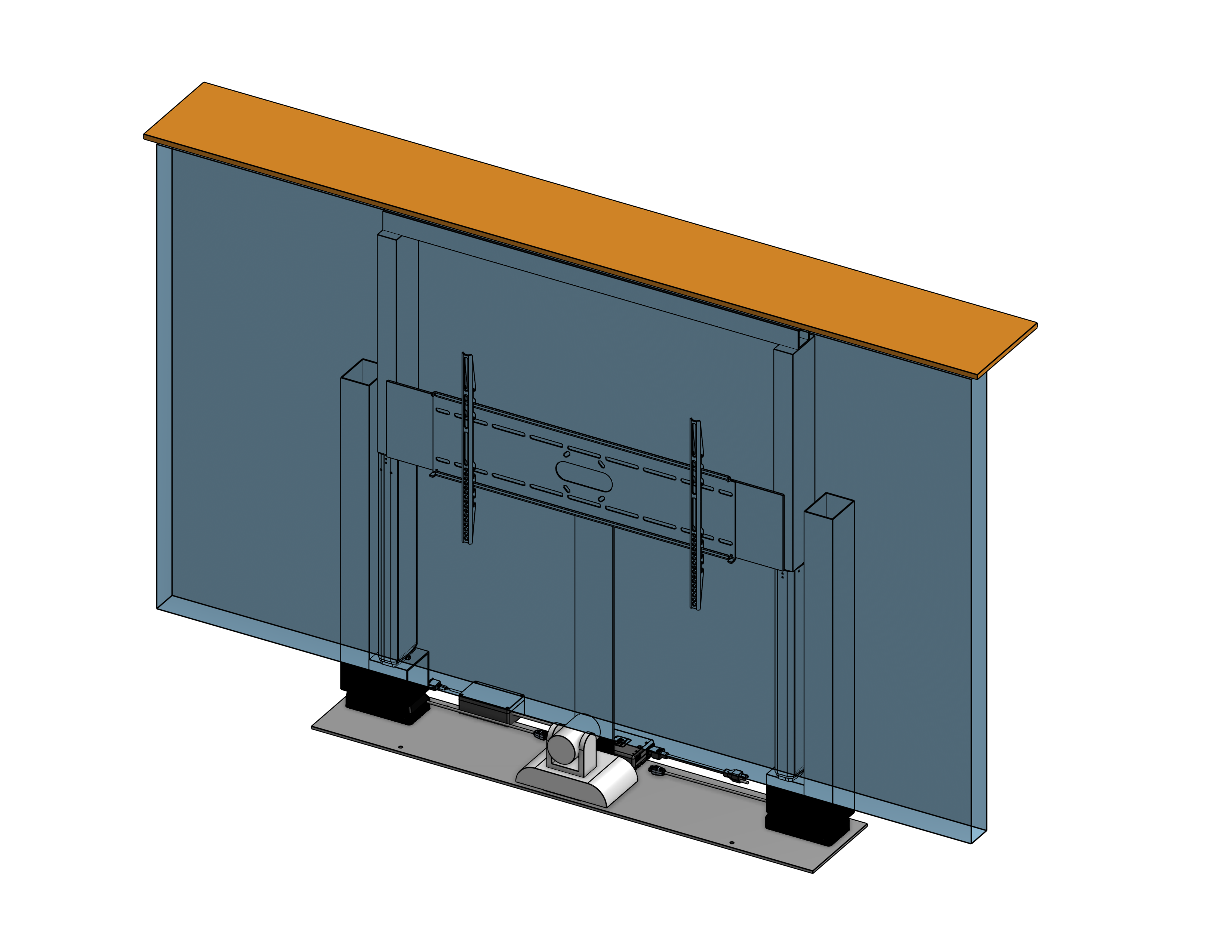 TV Lift - Cabinet Mounted - For 98 Inch TV & PTZ Camera - Travel: 64 Inches - Model TPL-6422-98+PTZ - Auton Motorized Systems product image