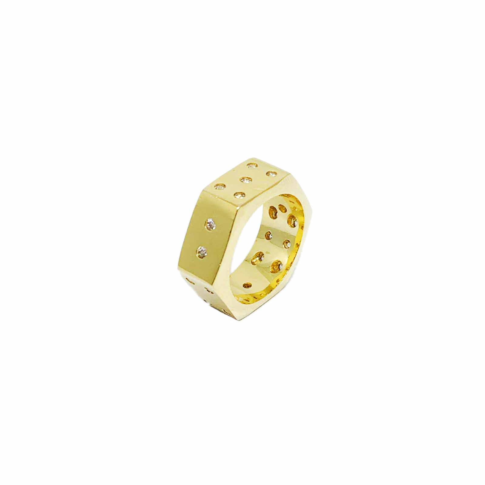 18K Gold Layer Dice ring