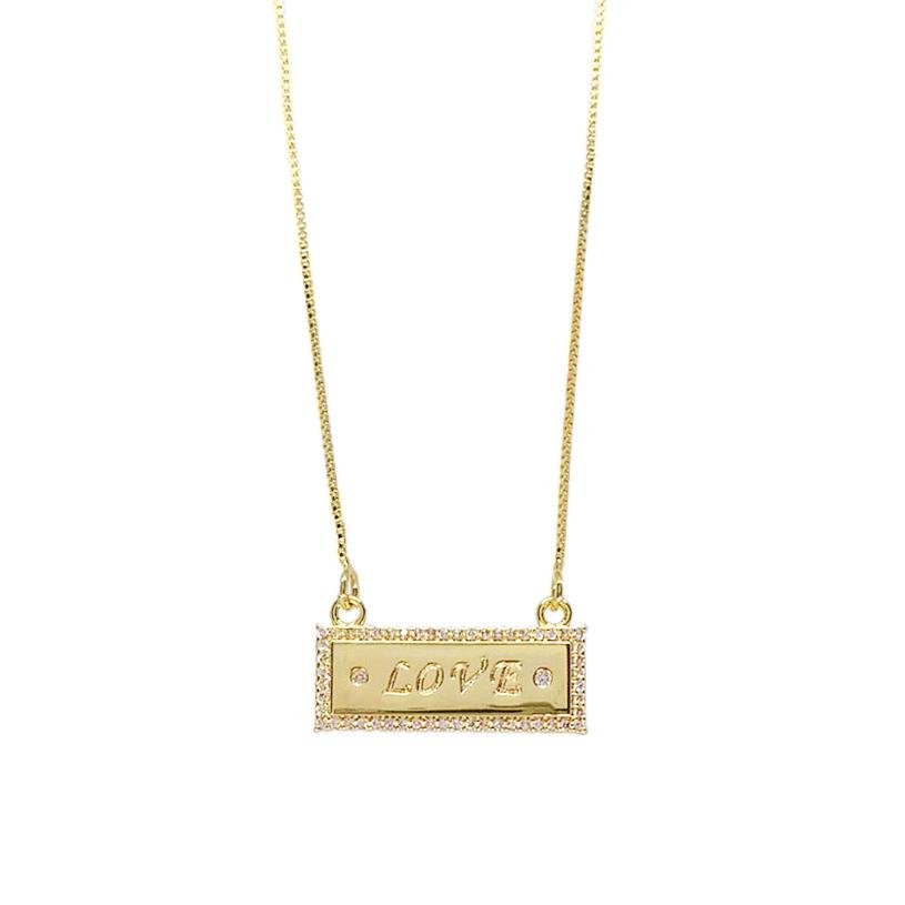 18kGL LOVE Plate Necklace