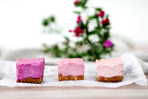 The Best Vegan Cheesecake Recipe - pink mini cheesecakes
