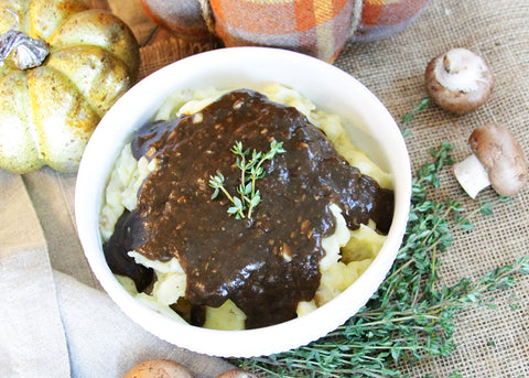 vegan mushroom gravy made with reishi powder