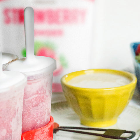 Vegan Strawberry Yogurt Popsicles with Nature Restore Strawberry Powder