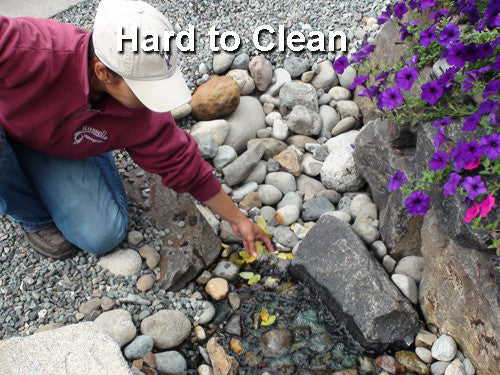 Pondless Basin-Ectomies are replacing hard to clean pondless gravel basins with easy to clean Hydro Sieve filter and Hydro Chamber pump vault/water storage tank