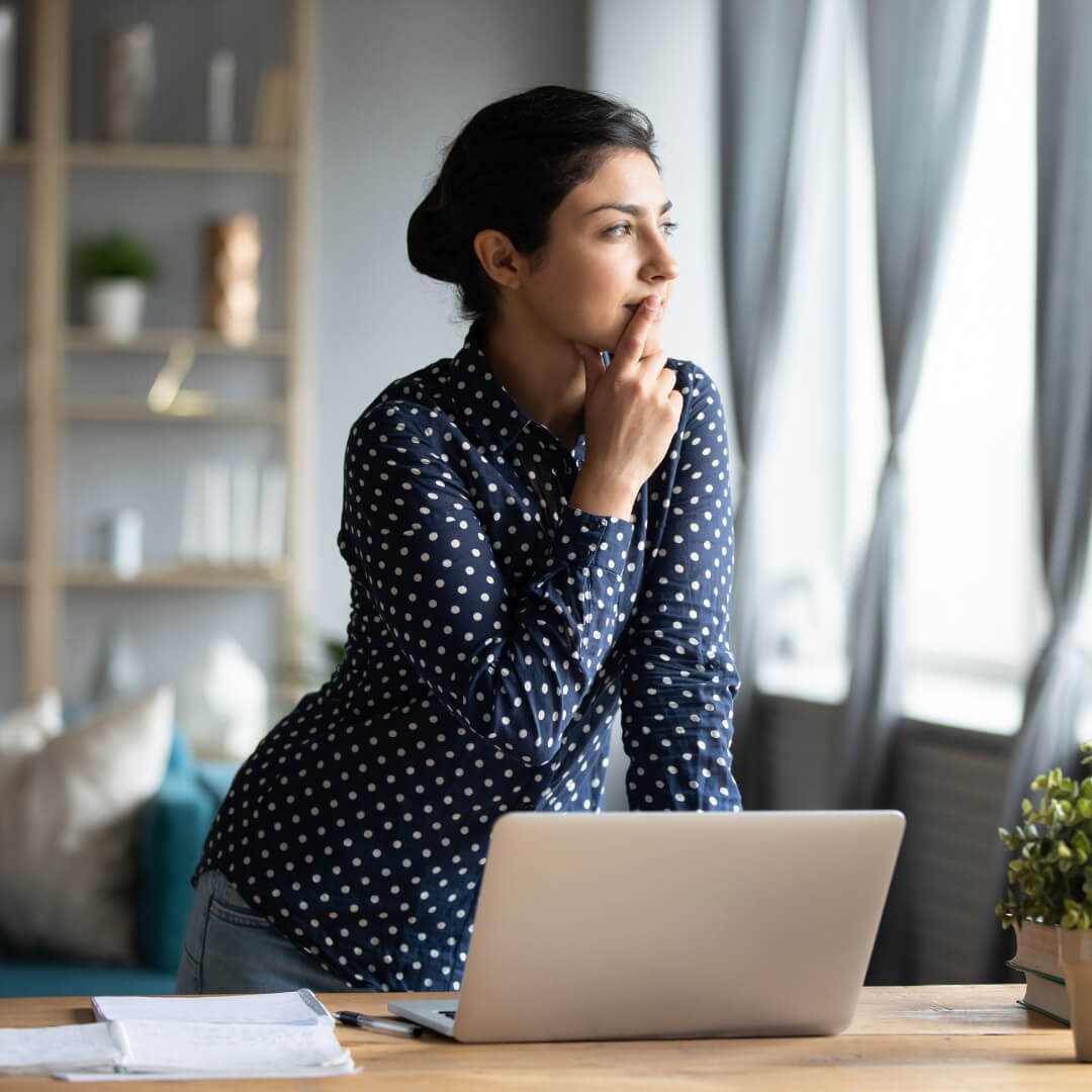 woman pondering her options