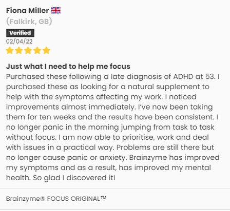 customer review for Brainzyme® FOCUS ORIGINAL™