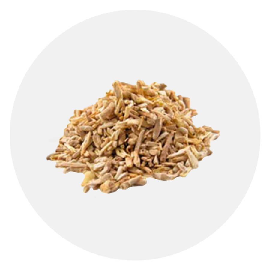 Chopped Panax ginseng root.