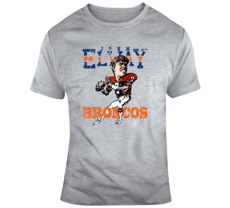 John Elway Denver Football QB Retro Caricature T Shirt