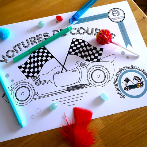 Invitation personnalisée anniversaire Voitures de course cars bolide et  étiquettes à imprimer – Tête de Coucou