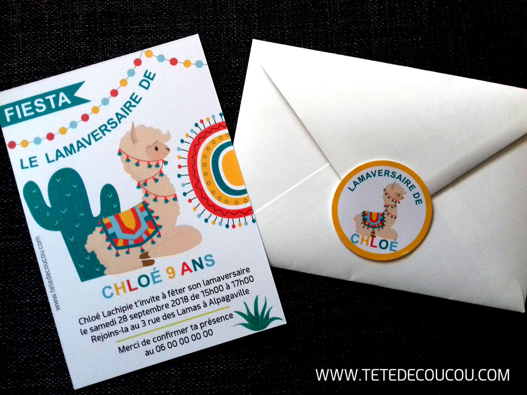 Invitation Personnalisee Anniversaire Lama Et Cactus Et Etiquettes A Imprimer Tete De Coucou