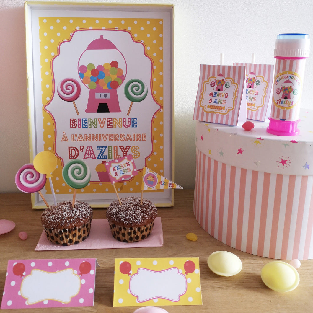 Kit Anniversaire Bonbons Personnalise Pour Organiser Une Fete 100 Papier Et Ecologique Tete De Coucou