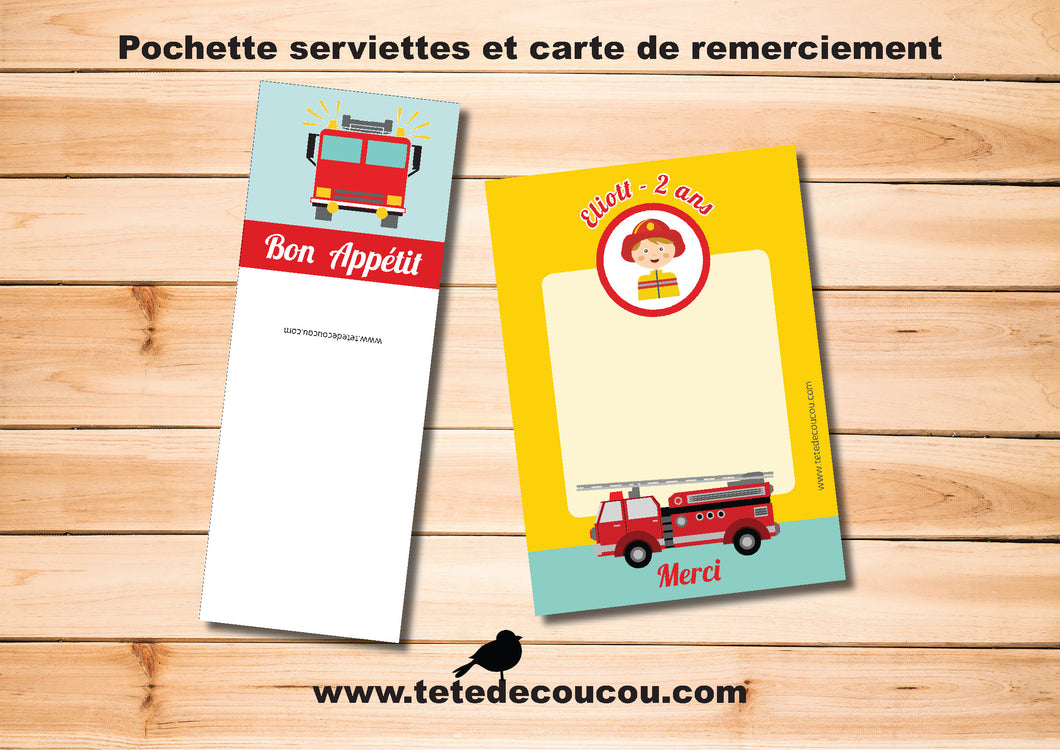 Kit Anniversaire Pompier Personnalise Tete De Coucou