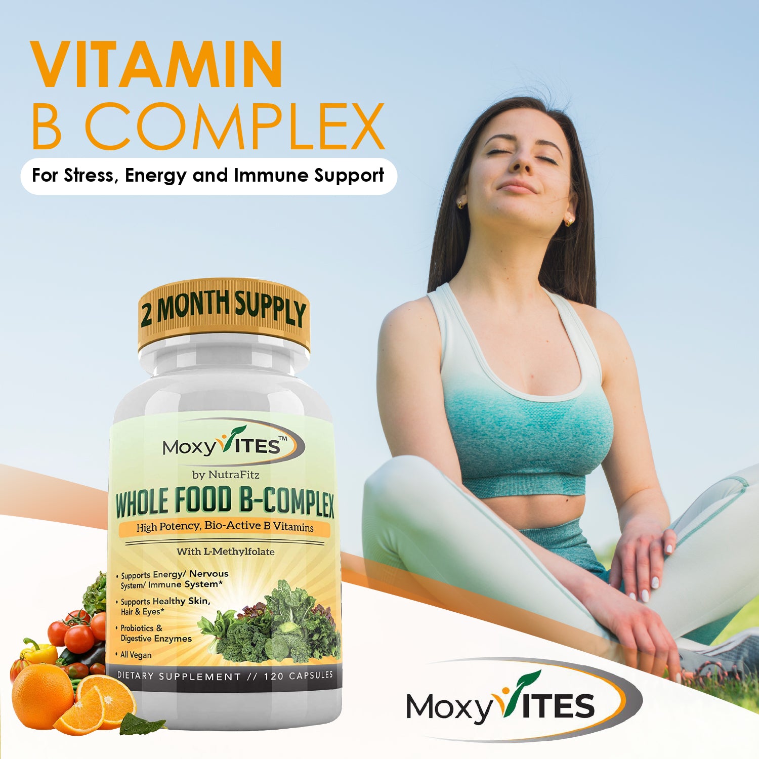 Geld lenende Mechanica spuiten Vitamin B Complex - B Vitamins Whole Food Supplement, B12 Methylcobala -  MoxyVites
