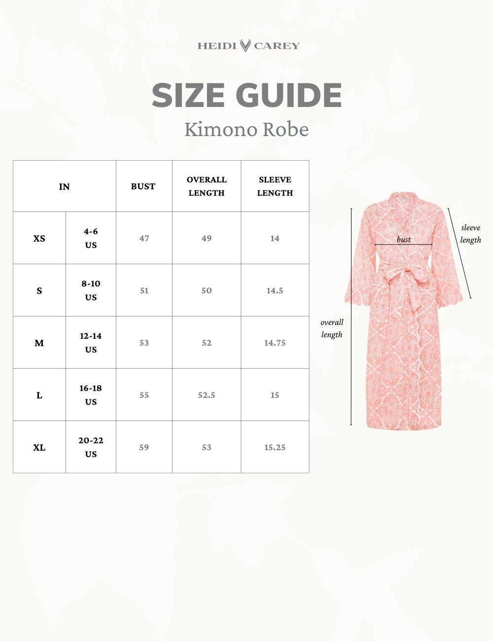 Kimono Sizing Guide