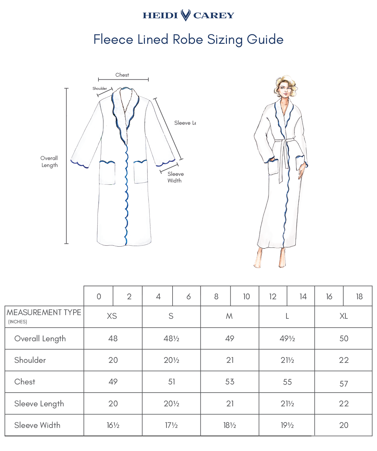 Fleece Robe Sizing Guide