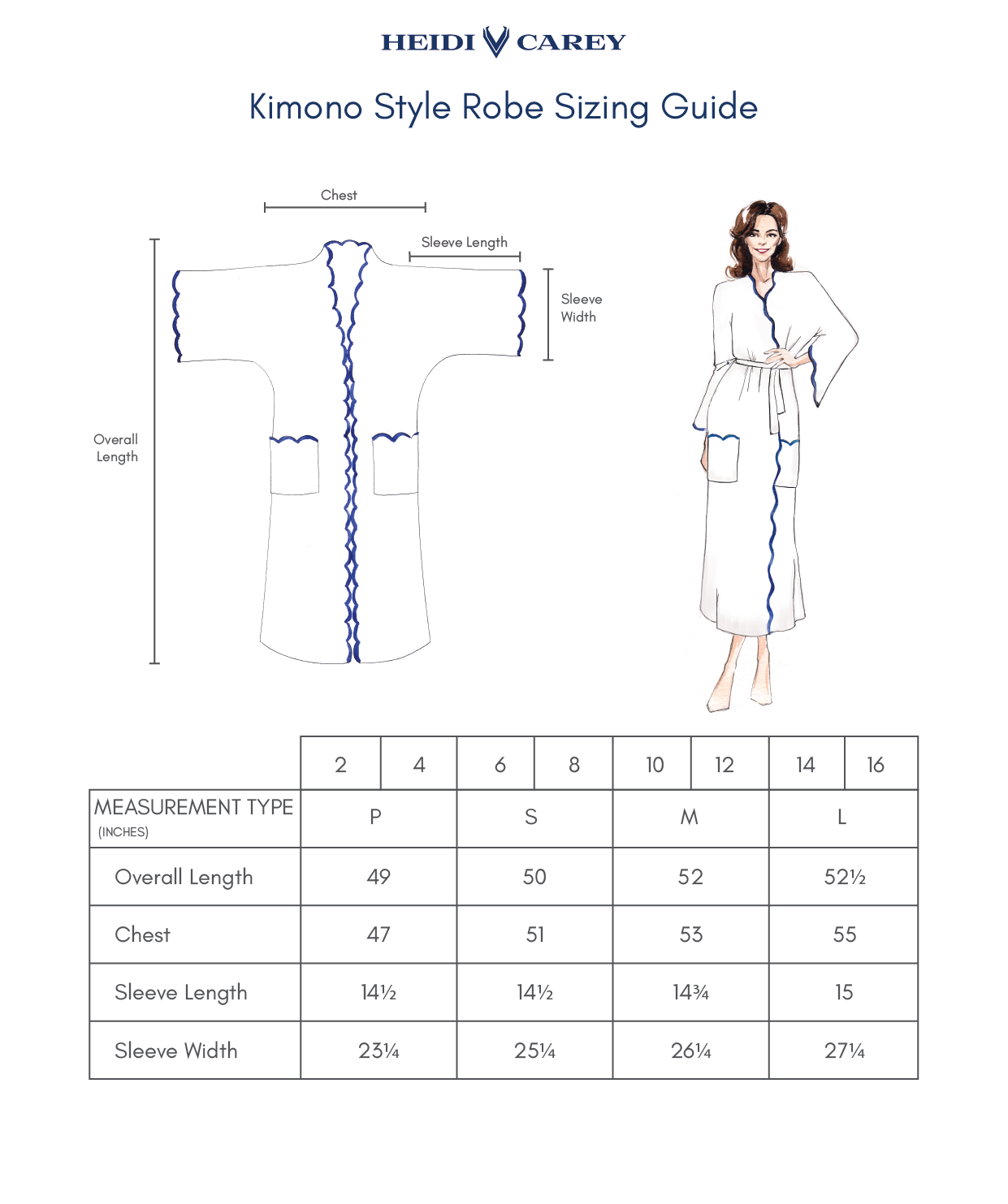 Kimono Robe Size Guide