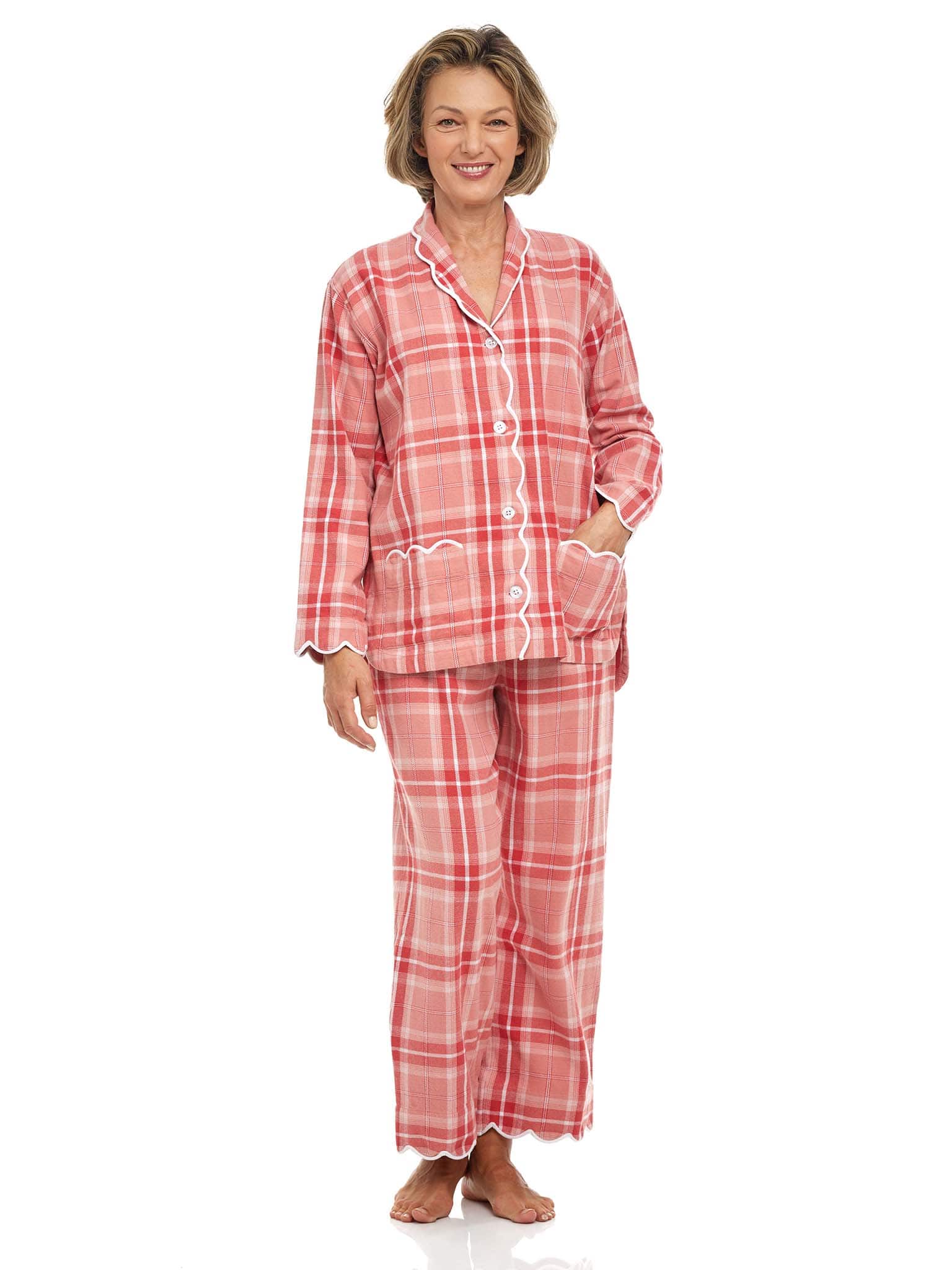Elegant Red Flannel Plaid Pajamas – Heidi Carey