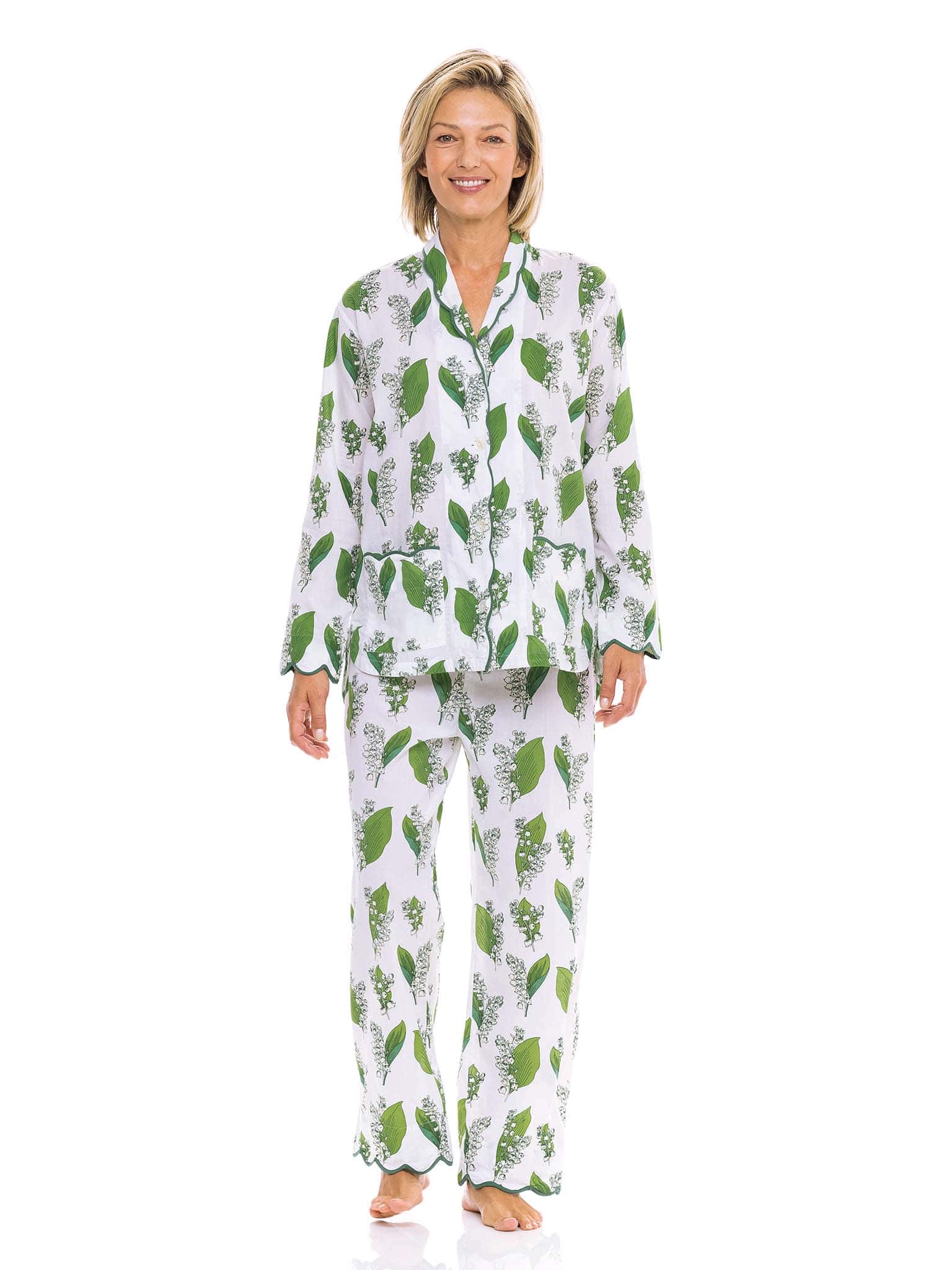 Lily Of the Valley Print Washable Silk Pajamas Set – Fleur Feels