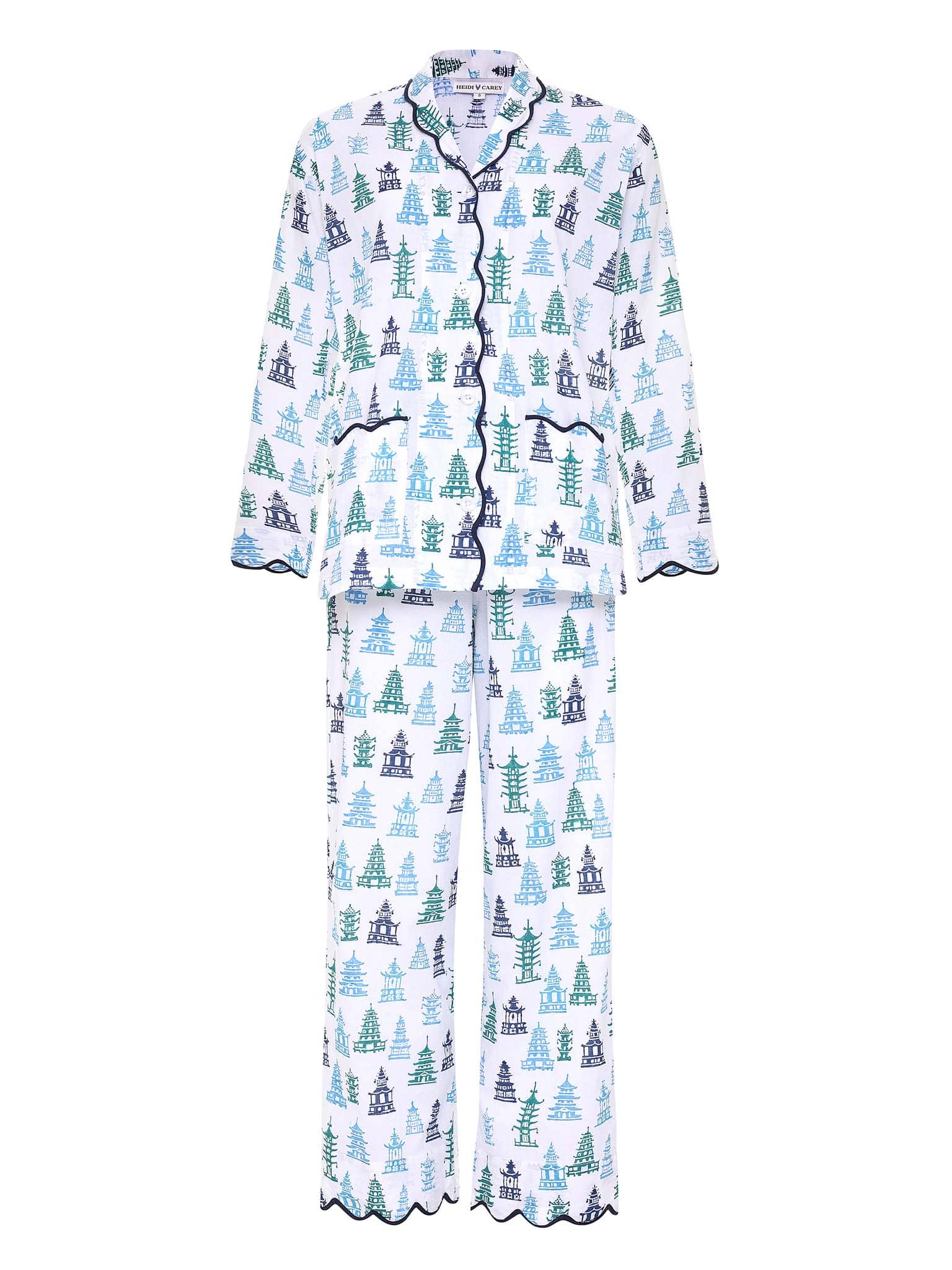 Image of Blue/Green Pagoda Pajamas