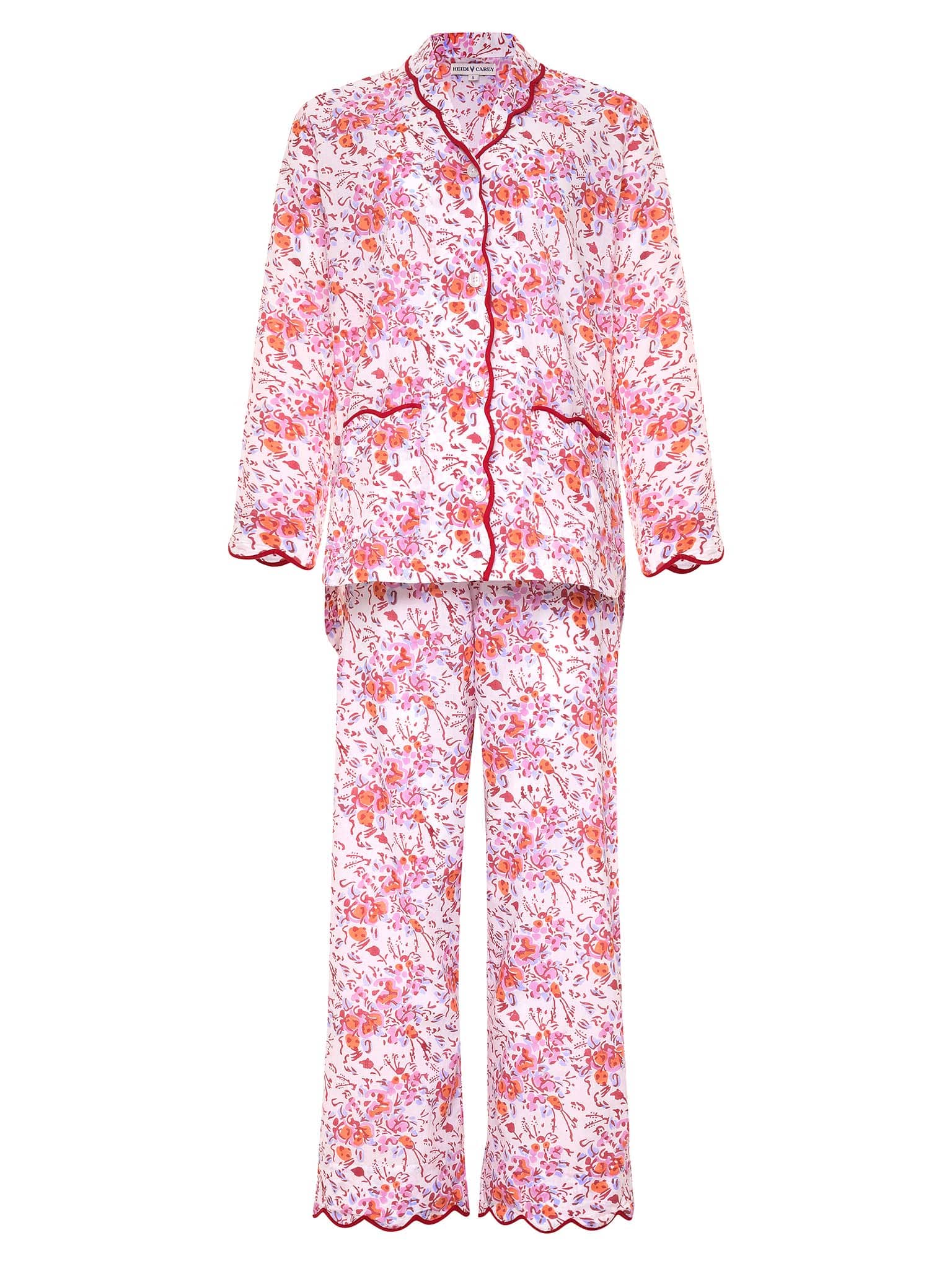 Pink 4-Piece Multi-Floral Print Pyjama Set