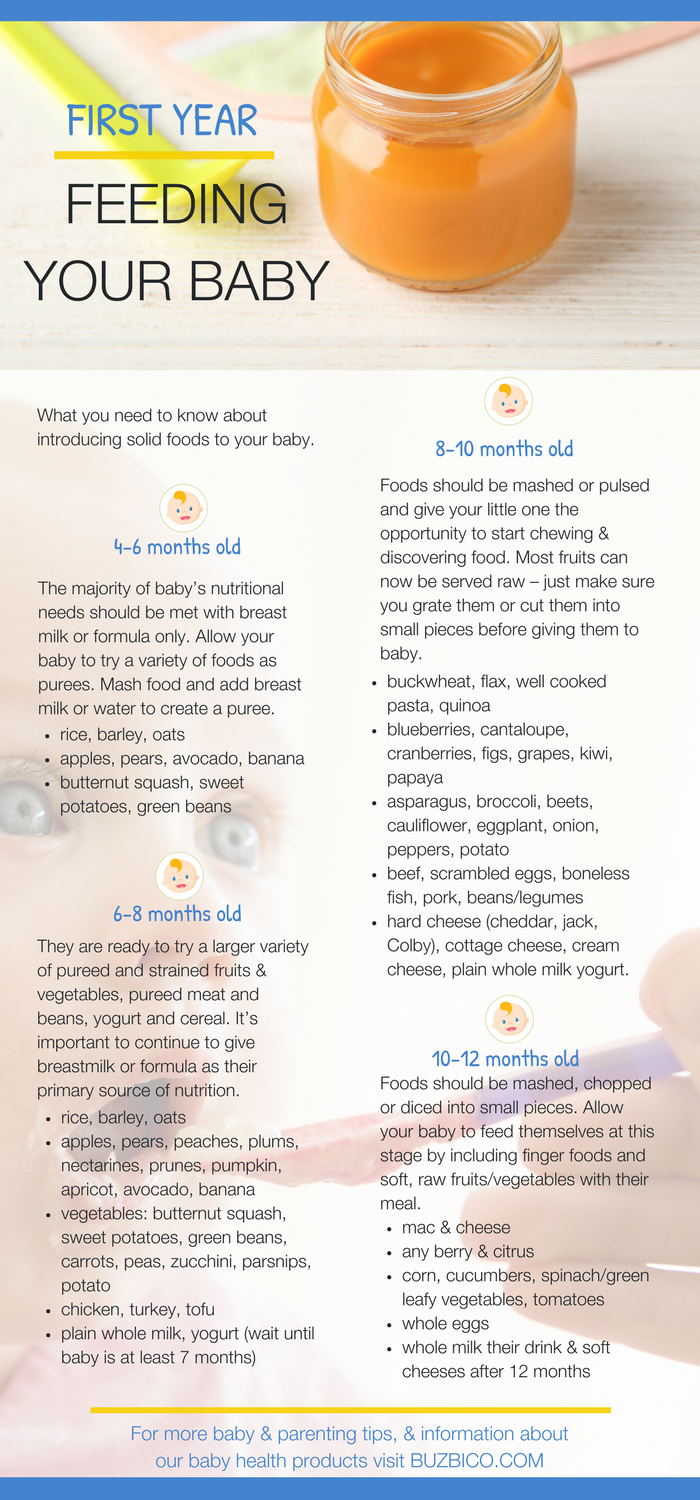 Going from breastfeeding or bottle feeding to eating solids can be a big deal for both parents & their little ones. Suddenly your infant, who survived only on liquids for months, is now interested in solid food! That’s why we’ve created an easy to follow timeline of when to introduce certain foods by age. Read on to learn our top baby food guidelines & tips to help your baby develop a lifetime of healthy eating habits! BubziCo Best Baby Stuff + Products + Must Have Essentials + New Mommy Advice 
