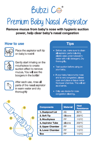 bubzico nasal aspirator instructions