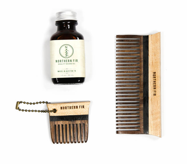 Northern Fir Gift Ideas Beard Oil and Wooden Comb Set