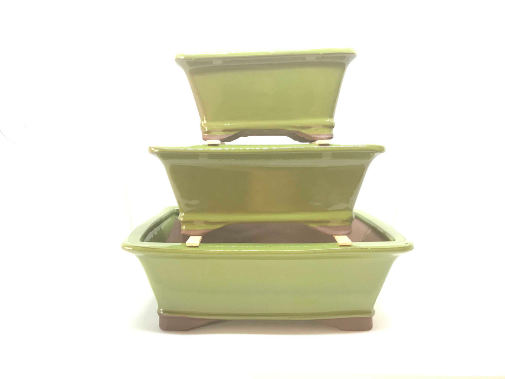 6 8 10 Glazed Ceramic Bonsai  Pot  Chartreuse 