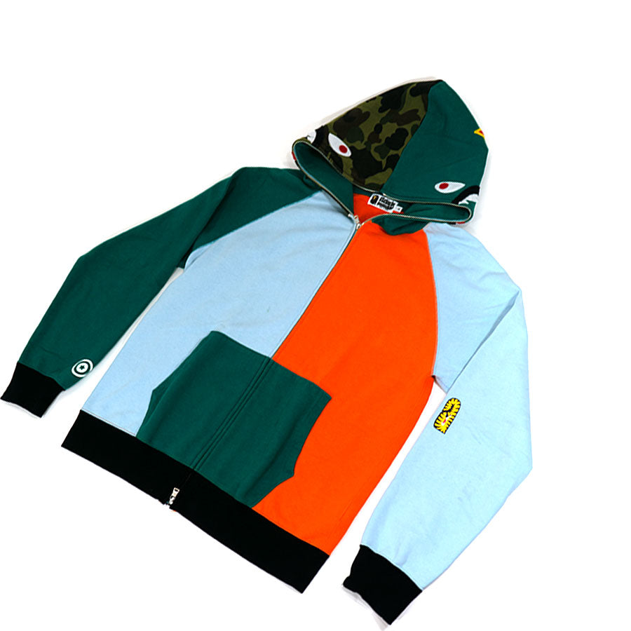 bape multicolor shark hoodie