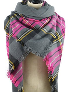 pink and gray blanket scarf