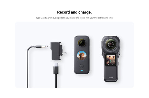 CYNOVA External Microphone Adapter for Insta360 X3 Camera, Type-C and 3.5mm  Audio Ports Support Charger and Record for Insta360 X3 Accessories