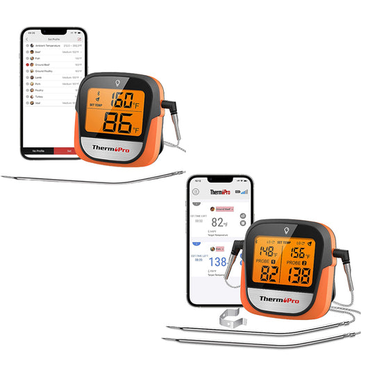 ThermoPro TP930 650ft Wireless Meat Thermometer, Bluetooth Meat Thermometer with 4 Color-Coded Meat Probes, Grill Thermometer with Timer, Commercial