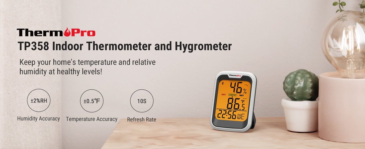 ThermoPro TP358 Hygromètre Bluetooth Thermomètre Intérieur avec