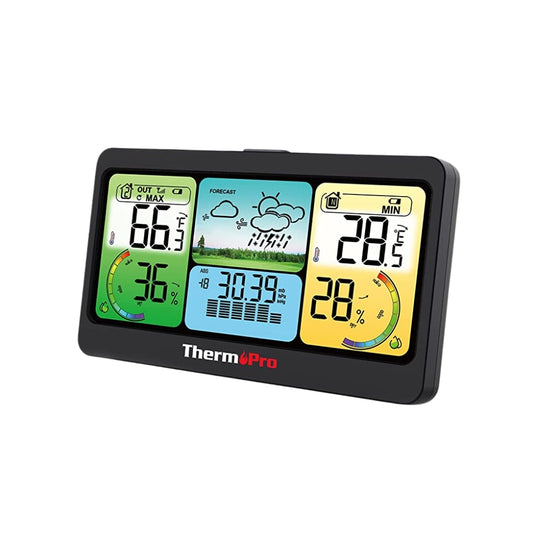 ThermoPro TP65W Indoor Outdoor Thermometer Digital Wireless Hygrometer Temperature Humidity Monitor with Touchscreen and Backlight in Multicolored