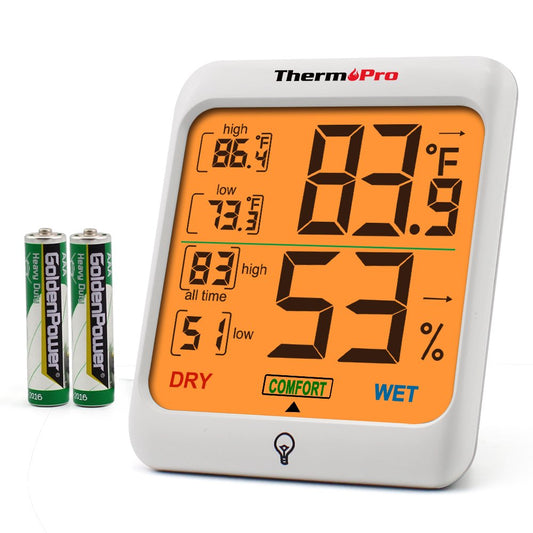 ThermoPro TP65W Indoor Outdoor Thermometer Digital Wireless Hygrometer Temperature Humidity Monitor with Touchscreen and Backlight in Multicolored