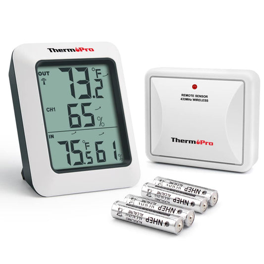ThermoPro TP49BW Digital Thermometer Indoor Hygrometer with Temperature and  Humidity Monitor for Room Temperature and Humidity in Black