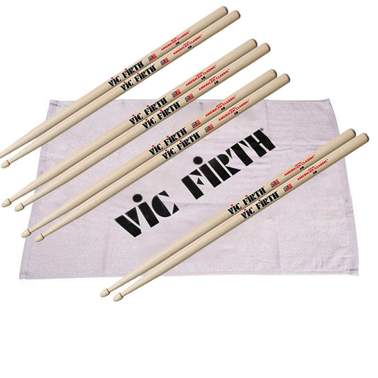 4pr Vic Firth 5A American Classic Wood Tip Drumsticks Value pack