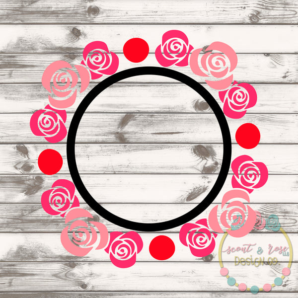 Rose Monogram Frame SVG DXF PNG - Scout and Rose Design Co