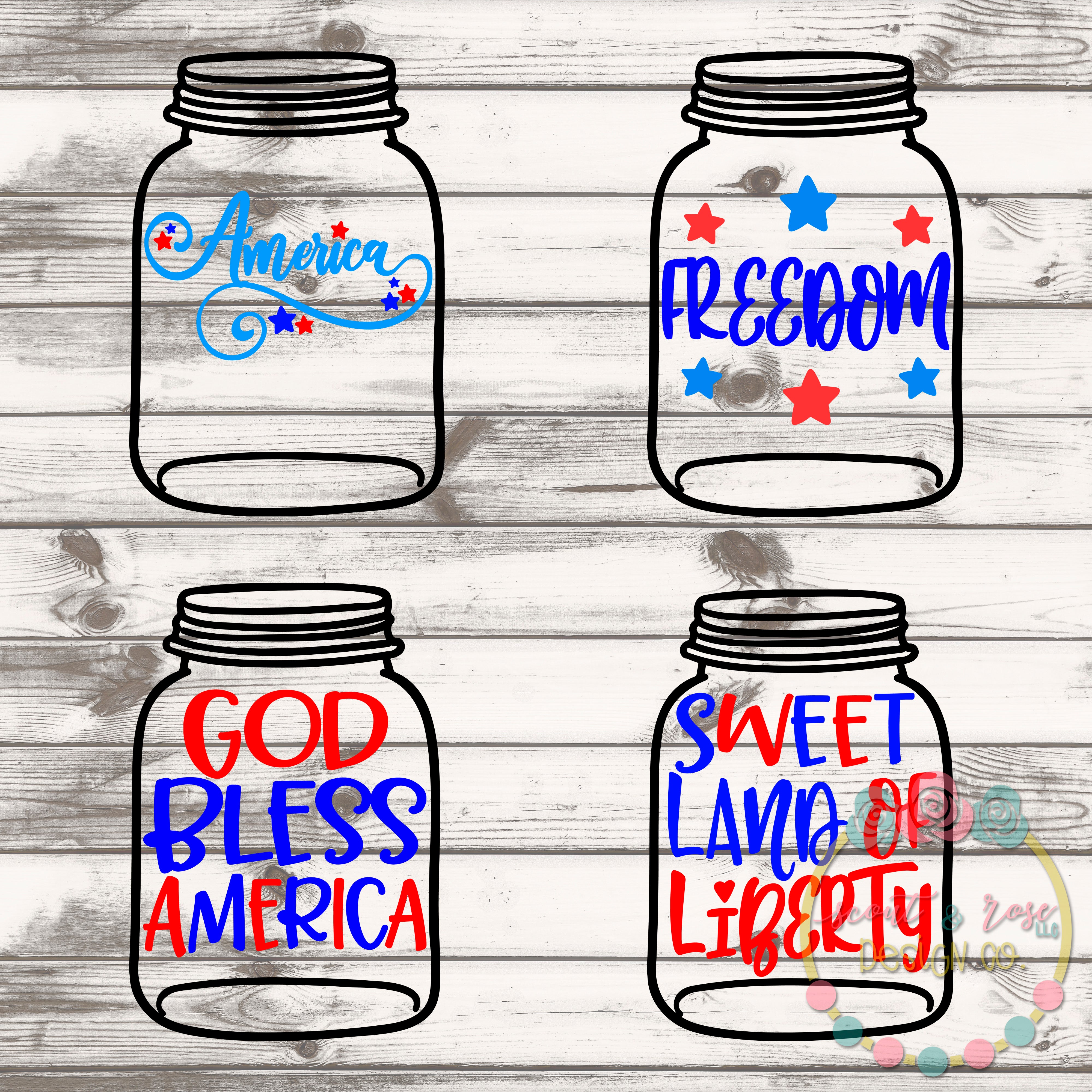 Patriotic Mason Jar Rolled Flower Set Svg Dxf Png Scout And Rose Design Co