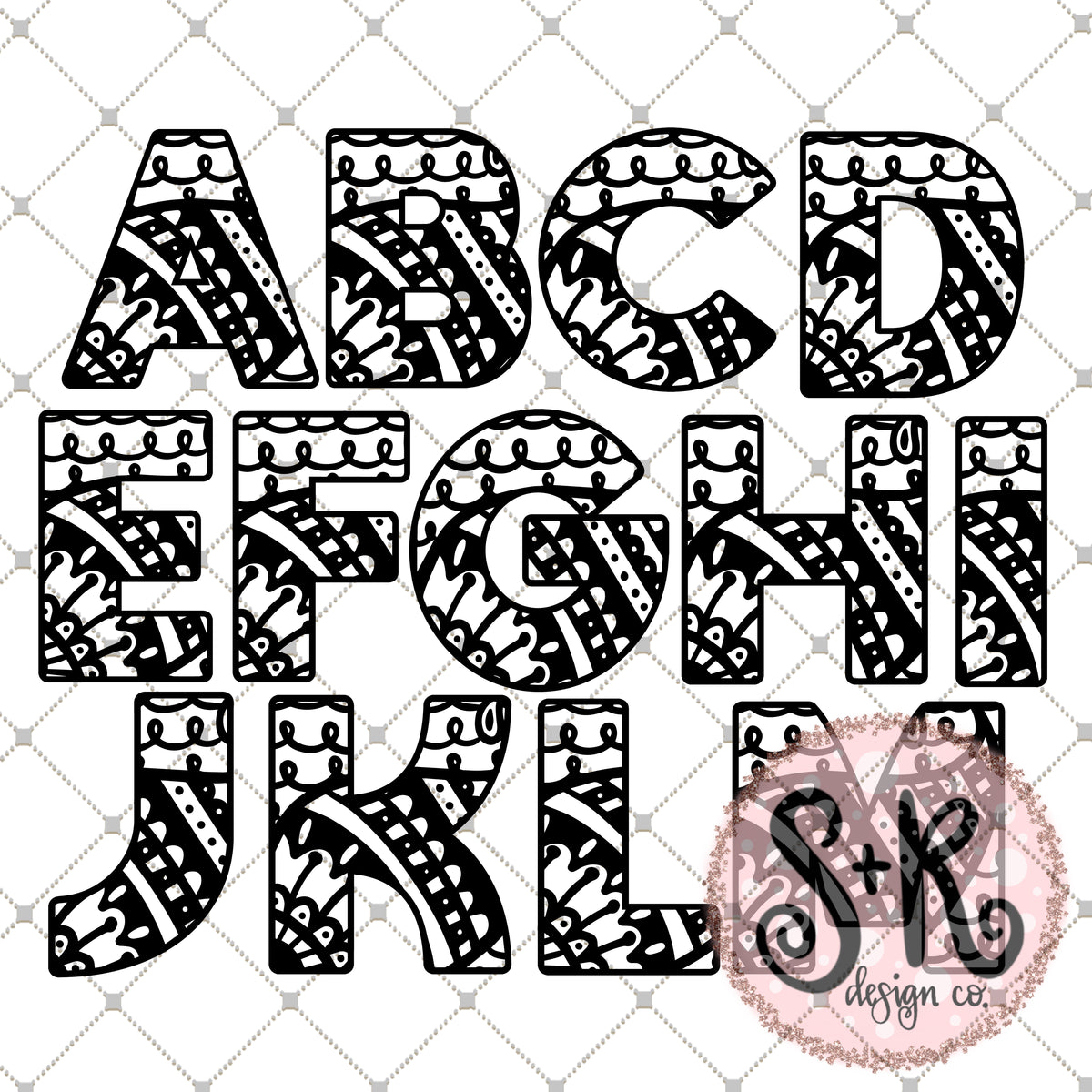 Download Hand Drawn Zentangle Alphabet Letters A-Z SVG DXF PNG ...