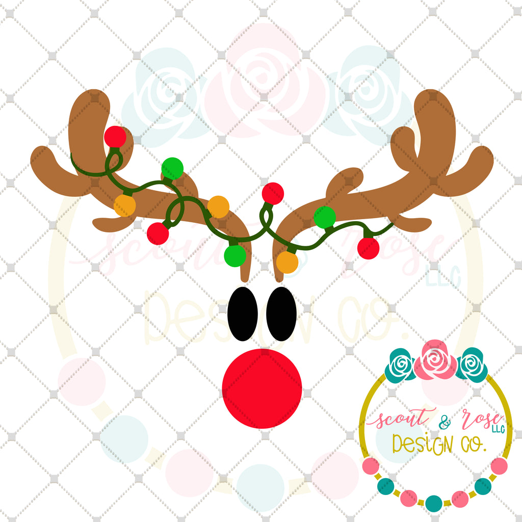 Download Rudolph Antler Christmas Lights SVG DXF PNG - Scout and ...