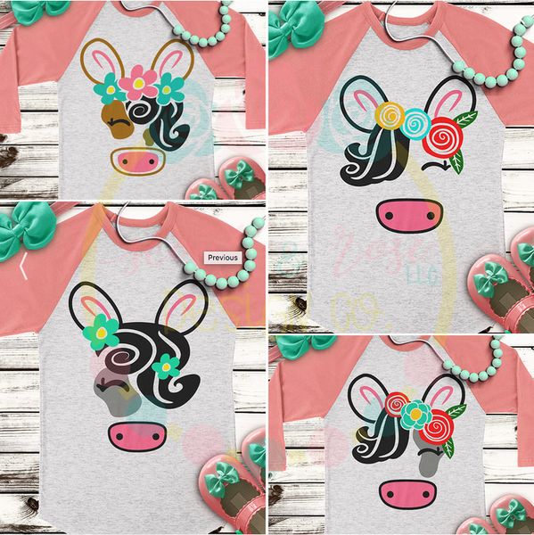 Download Cutie Floral Cow Animal Bundle SVG DXF PNG - Scout and Rose Design Co