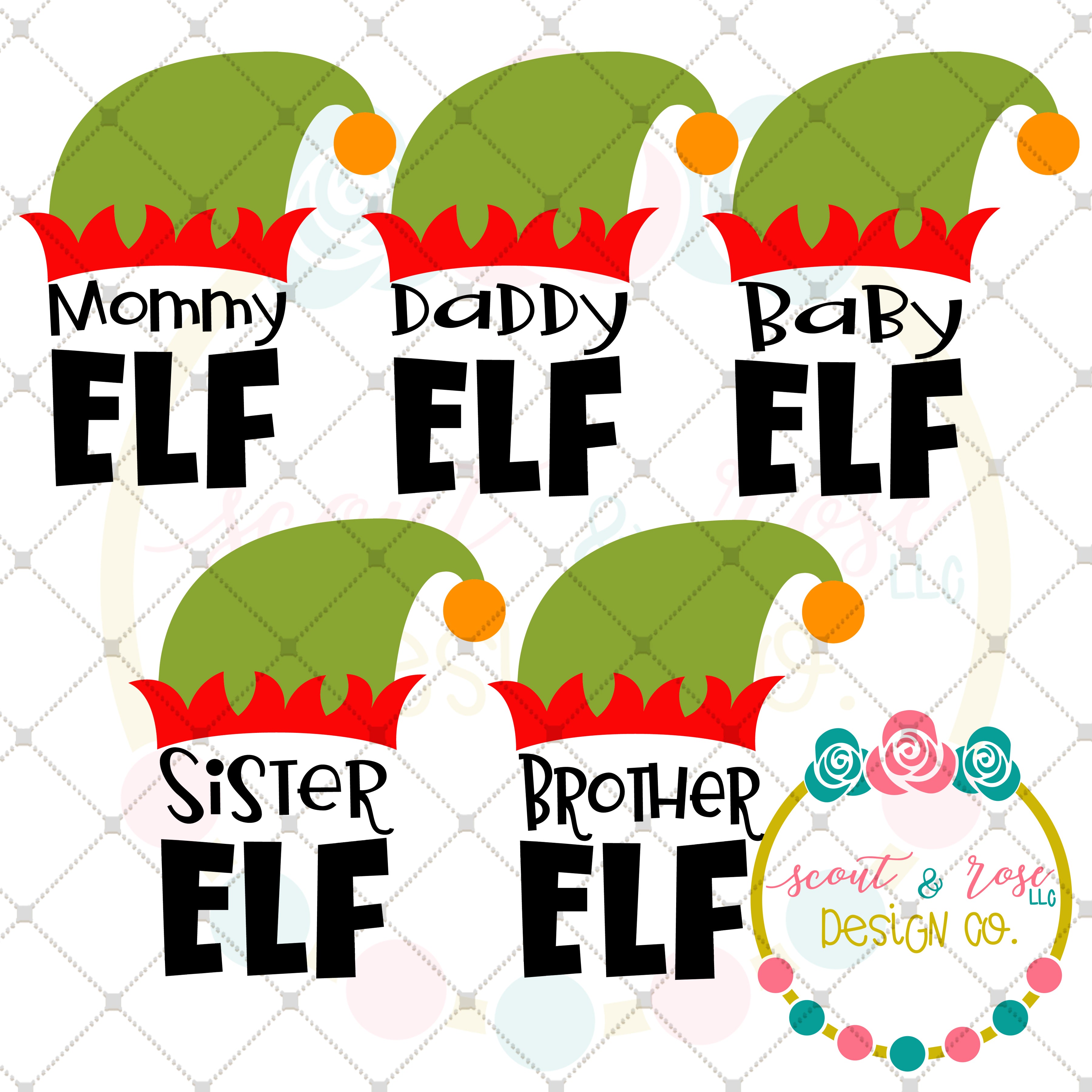 Christmas Elf Family Set Svg Dxf Png Scout And Rose Design Co