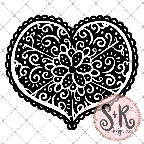 Hand Drawn Heart Mandala Overlay SVG DXF PNG (2019 ...